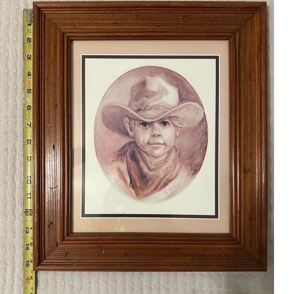 Vel Miller Framed Prints Set of 2 Kids Cowboy Bonnet Vintage Western Rustic Art - Picture 3 of 9